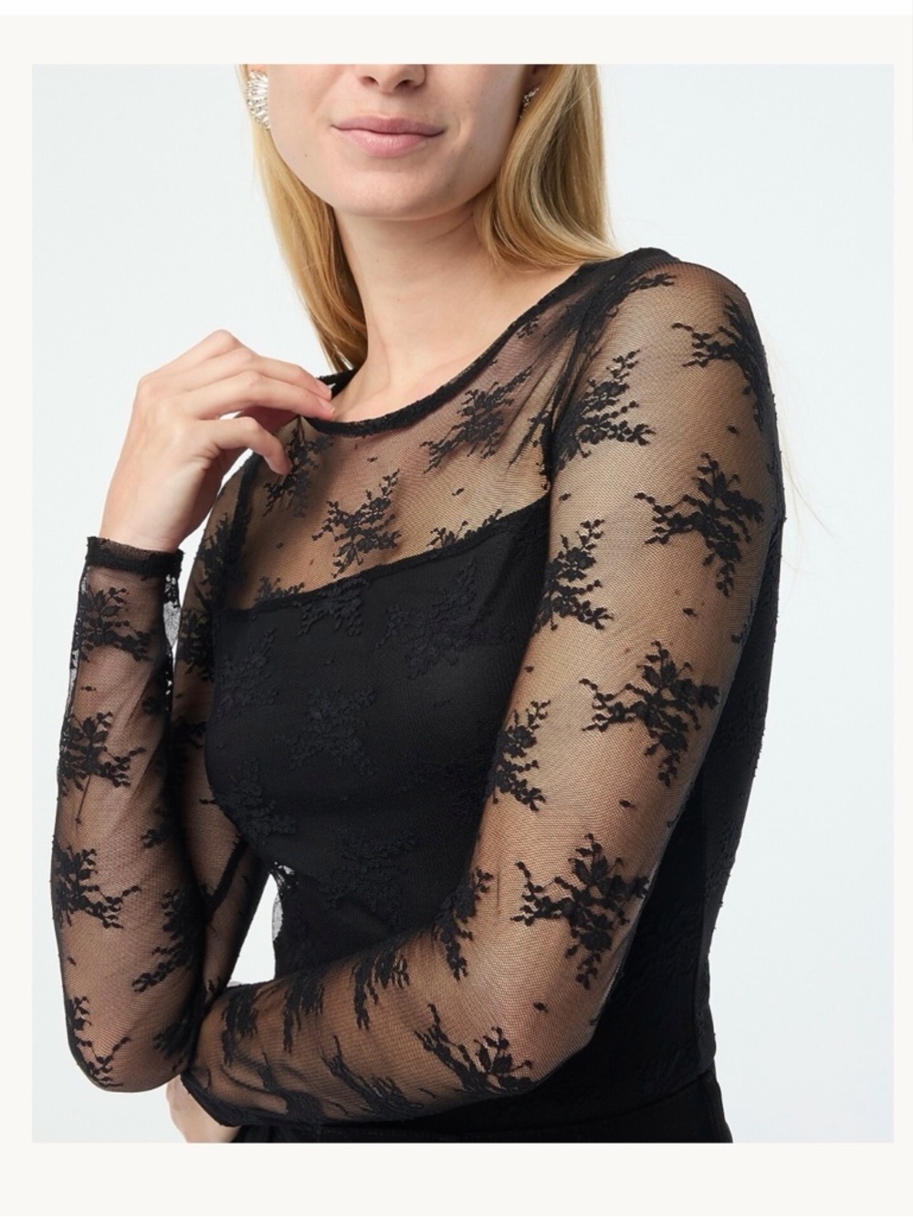 J. Crew Long-Sleeve Lace Lined Top in Vintage Burgundy - Picture 6 of 6